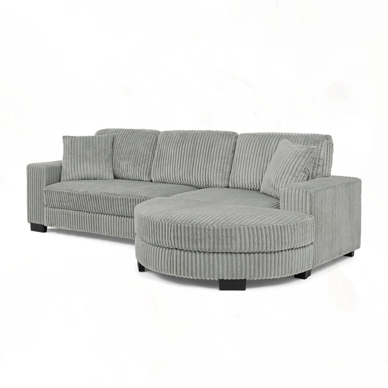 L-Shaped Modular Convertible Sofa, Gray Fabric