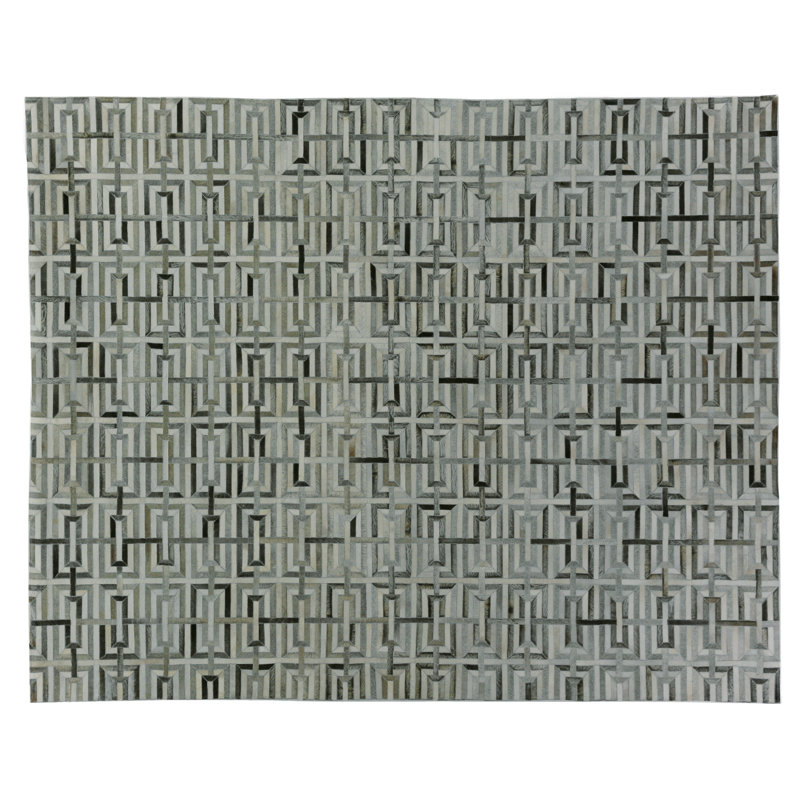 Natural Hide Cowhide Geometric Area Rug, Rectangle 13'6" x 17'6"