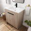 Meuble-lavabo autoportant de 30 pouces. Évier en résine blanche, 2 portes à fermeture douce. Fabrication en contreplaqué, tablette réglable. Poignées en métal. Meuble-lavabo en chêne uni. Corps d'armoire, décoration-877698447-877698443-877698436
