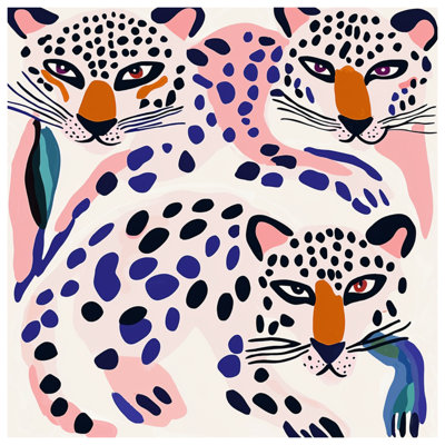 Abstract Leopards Illustration Double Sided Throw Pillows