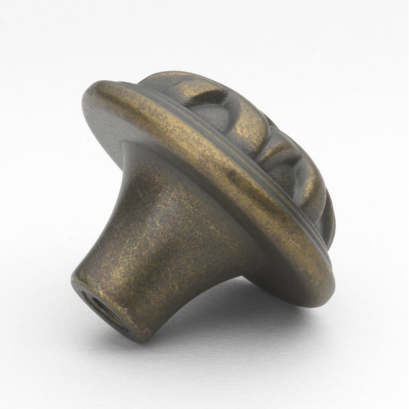 1 1/4" Diameter Mushroom Knob, Antique Brass