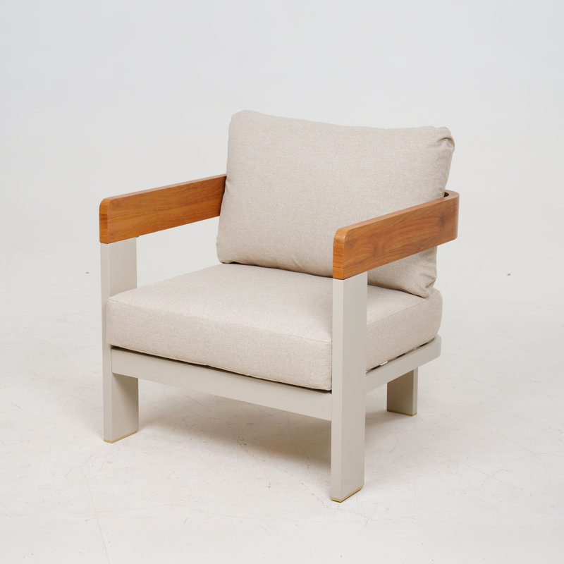 Riyadh Aluminum Single Chair With Olefin Cushion Set Of 2