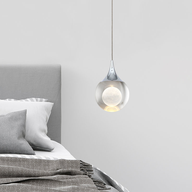 Luminaire suspendu sphérique 1 lumière à DEL Lyken, Chrome