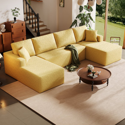 140.5'' 3 - Piece Modular Sectional Large Sofa Couch No Assembly Required, Free Combination Chenille Upholstered Home Sofa With Deep Seat With 6 Pillows