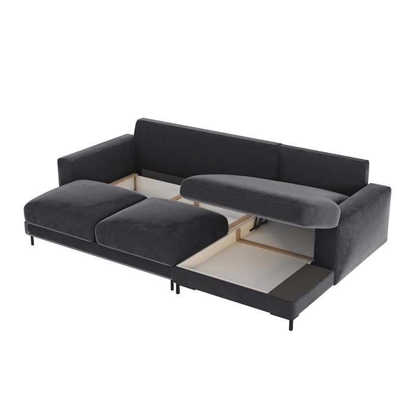 Benites 3 Seater Sofa Bed, Right Hand Facing, Dark Grey