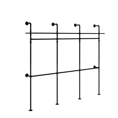 Linner 118.3'' Industrial Pipe Clothing Rack with LED Lights & Shelves