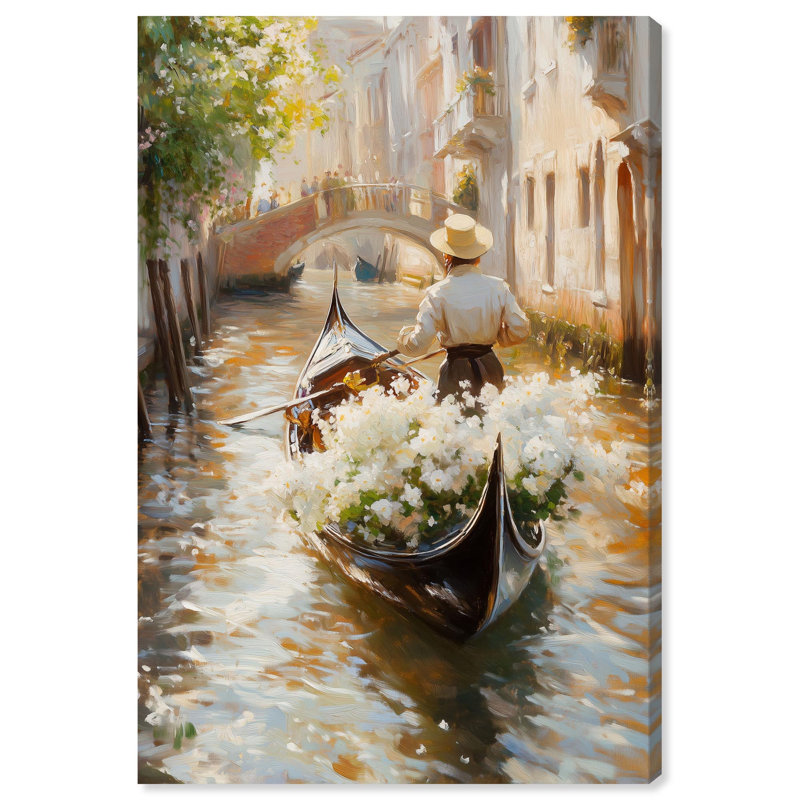 "Sunlit Canal", impression sur toile de cuisine par Art Remedy, galerie tendue, 20 x 30, Toile tendue avec châssis