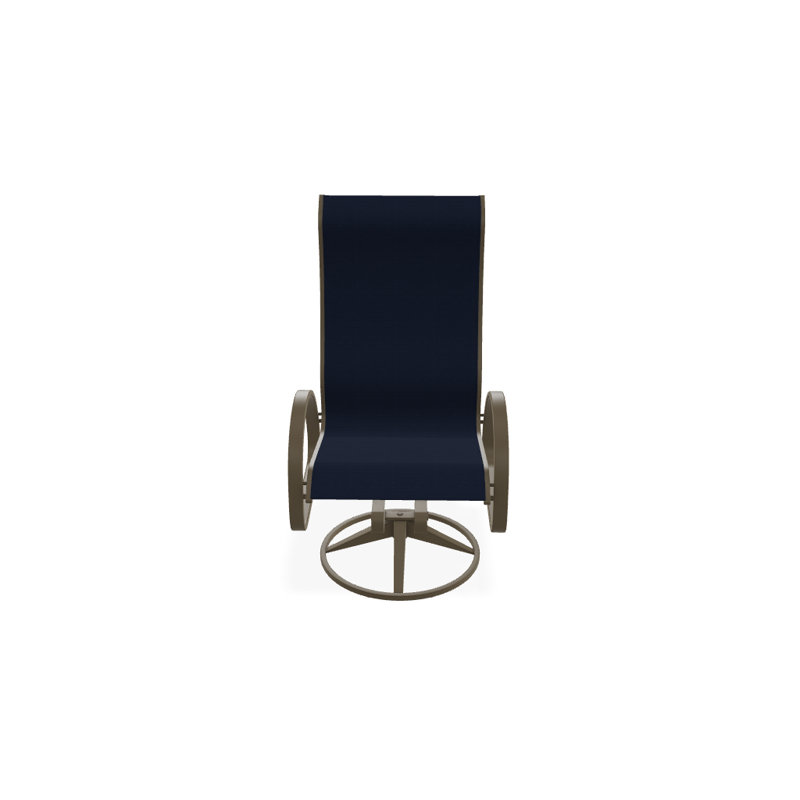 Fauteuil de patio pivotant Hiraku, Bois de plage texturé, Bleu marine 13D Sunbrella®
