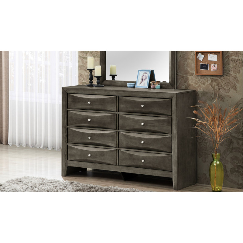 Élégante commode grise: Finition en placage de bois véritable pour un look luxueux Commode de chambre à coucher: résiste à l'usure quotidienne et aux égratignures
