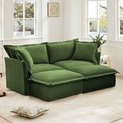 Canapé de cinéma maison 2 places avec repose-pieds en chenille