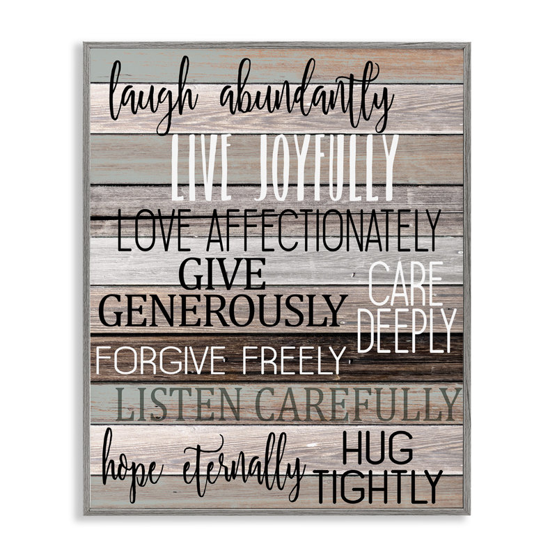 «Rustic Live Joyful Expressions», estampe numérique encadrée par Kim Allen, H 30 po x l 24 po x P 1,5 po