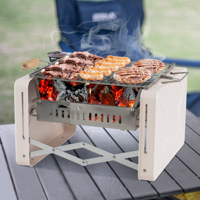 Topbuy Portable Charcoal Grill Folding Bbq Grill With Dishwasher-safe Grill Grids Foldable Body & Charcoal Box -  TOPB008035