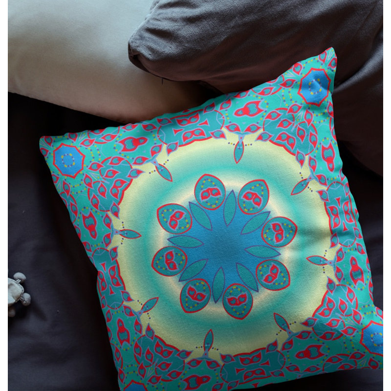  Housse de coussin carré et insert, H 18 po x l 18 po, Fermeture éclair, Brun/bleu
