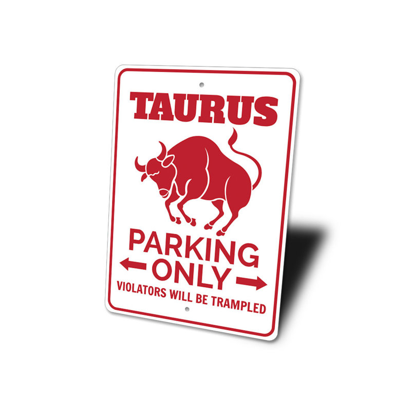 Enseigne de stationnement Taureau, H 14 po x l 10 po x P 0,04 po