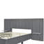 Grand lit plateforme tapissier avec grande tête de lit, mobilier de chambre à coucher, velours, beige-418421919