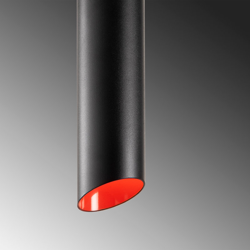 Luminaire suspendu pour îlot de cuisine 3 lumières Aidie, Noir / rouge