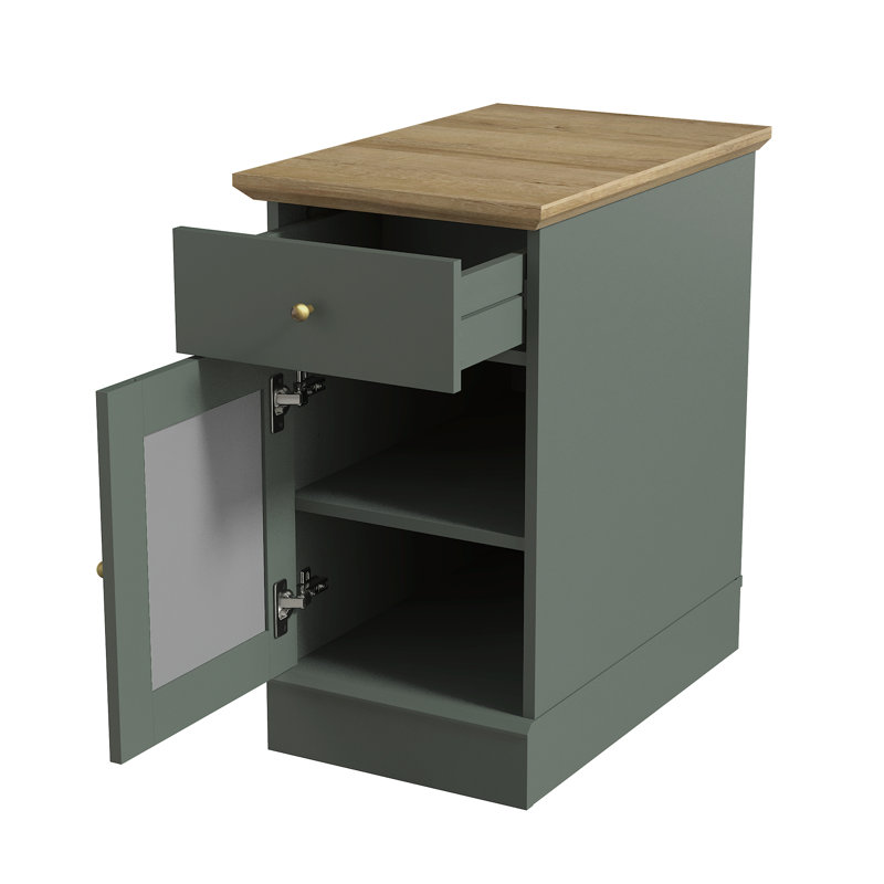  Korbin Modern Decorative 1 Door End Table with Drawer, Green/Brown