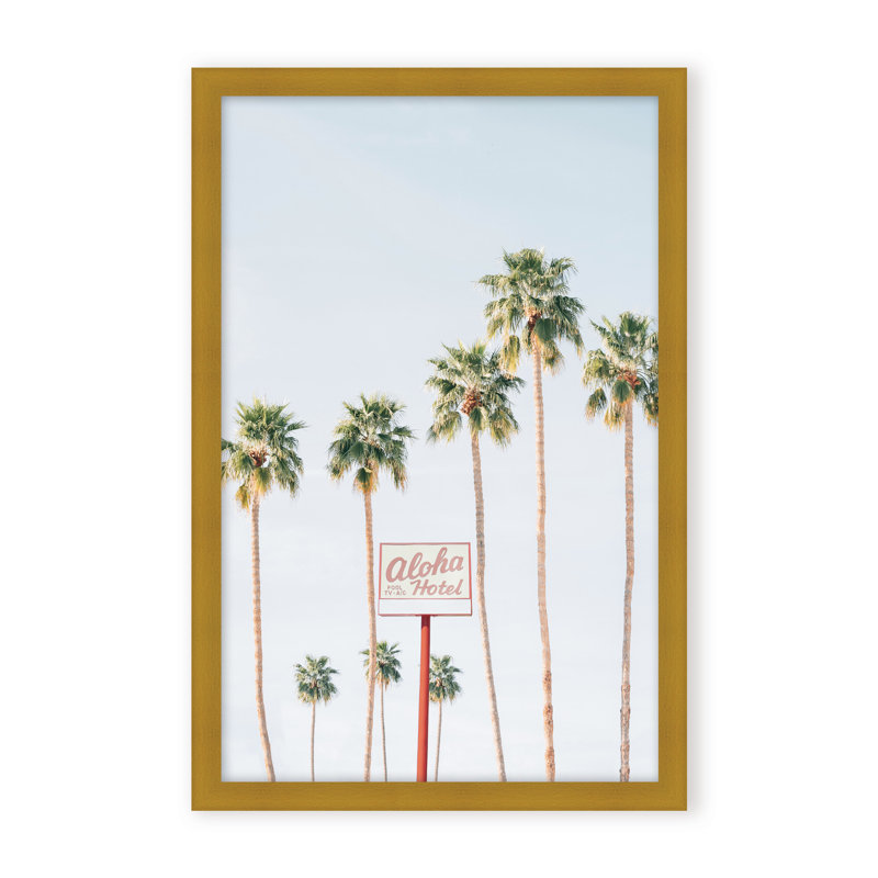 Coastal Retreat Aloha Hotel by  - Picture Frame Photograph on Paper, 24" H x 16" W x 1.125" D, Beige, Framed Matted Print