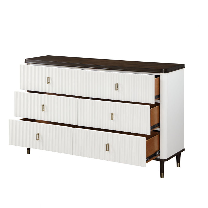 Commode blanche et noyer avec plateau à bijoux
