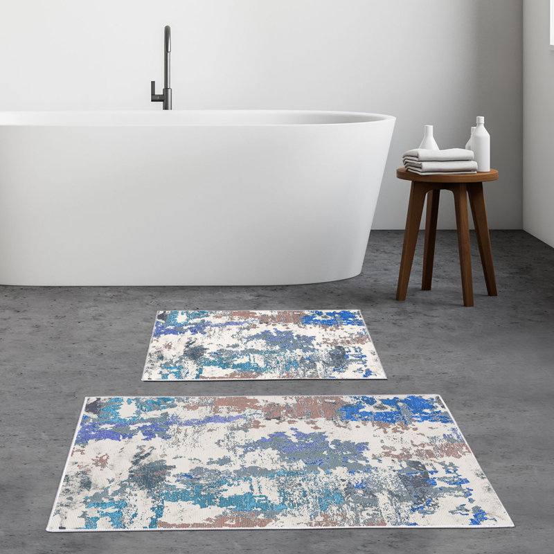 Ensemble de luxueux tapis de bain (2 pièces), 100% polyester, antidérapant, antibactérien | Dimensions: 19,7 po x 23,6 po et 23,6 po x 39,4 po | Tissu ultra-absorbant et facile à nettoyer, lavable à la machine à 86 ° F | Parfait pour la salle de bain ou le spa