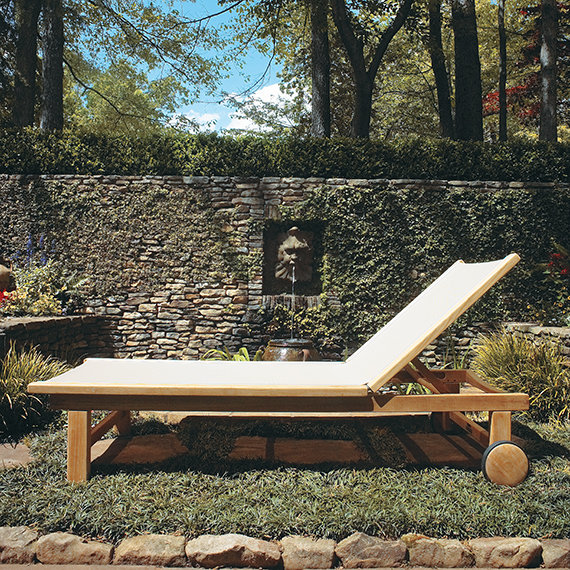 St. Tropez Outdoor Teak Chaise Lounge, Blue