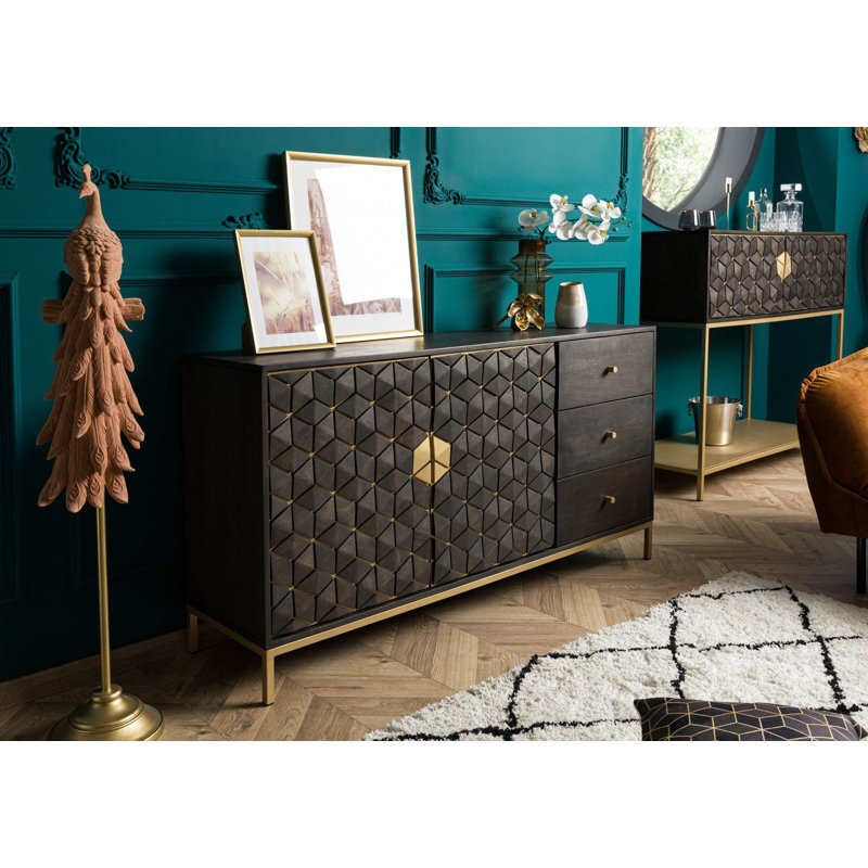 DIAMOND Solid Wood 145cm W 3 - Drawer Chest of Drawers, Gray oiled