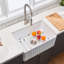 Évier de cuisine en argile réfractaire L 36 po x l 20 po avec grille et crépine Fireclay