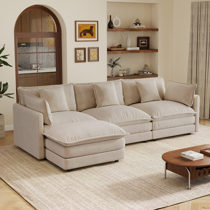 Canapé modulaire Moduluxe avec repose-pieds et coussins pour le salon Moduluxe, Light coffee