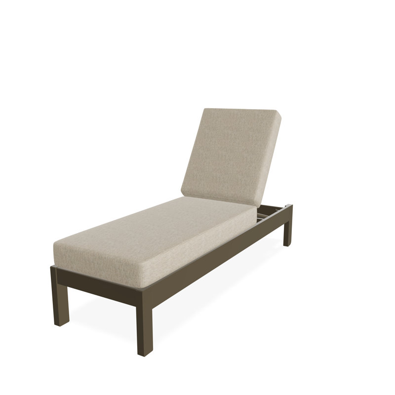Chaise longue sans accoudoirs en polyester à 3 positions Leeward, Dune Grasscloth, Bois de plage