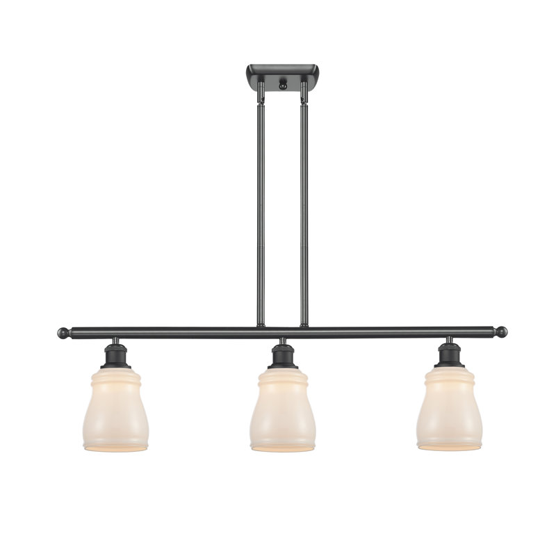 Luminaire suspendu linéaire à 3 lumières pour îlot de cuisine Mccarver, Ampoule DEL 6 watts Vinage, Transparent, Bronze huilé
