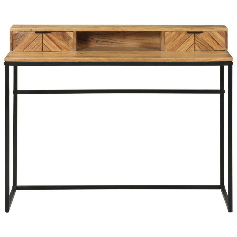 Solid Wood Top Metal Base Writing Desk