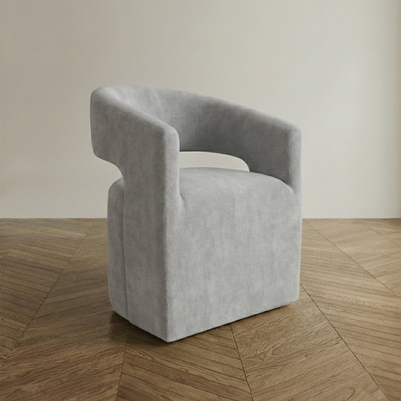 Roya Barrel-Back Dining Chair With Casters, Gray