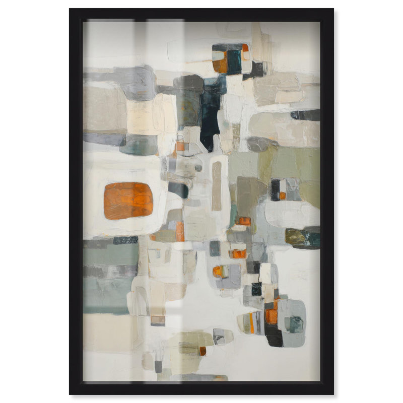 Décoration murale moderne "River Stones II" par Art Remedy, cadre noir, 24 x 36, H 37 po x l 25 po, Cadre noir