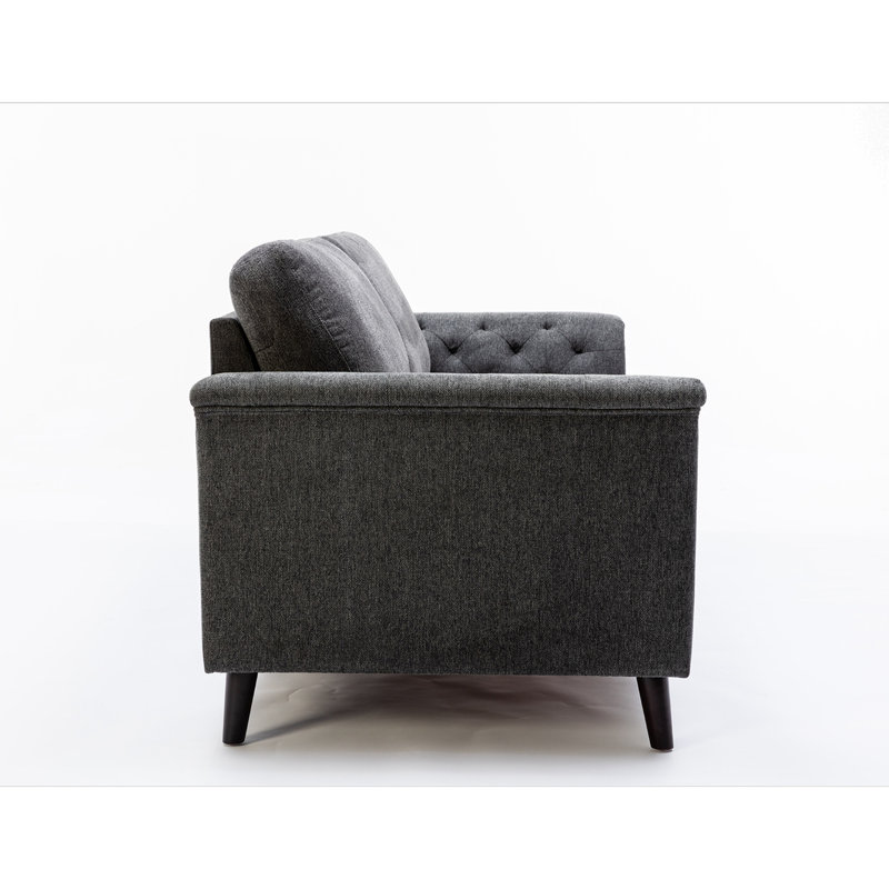 Stanton 80" Dark Gray Linen Sofa with Tufted Arms