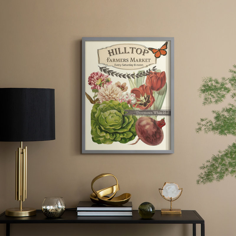 Blue Moon Farmers Market I, reproduction encadrée - bois massif, Gris, H 11 po x l 9 po