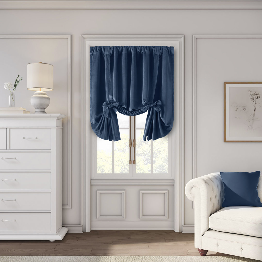 Premium Velvet Myreon Solid Color Room Darkening Thermal Rod Pocket Decorative Tie-Up Curtain Panel Everly Quinn Curtain 