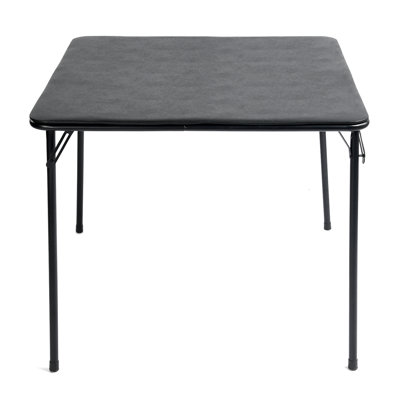 Gracie Mills 34" Black Wood and Iron Folding Square Card Table