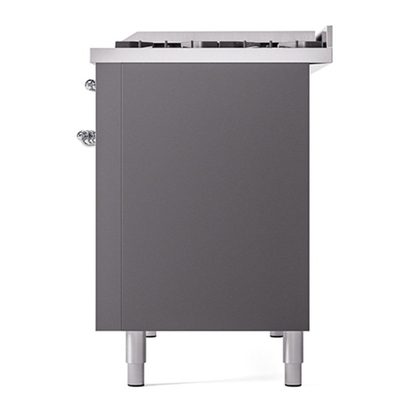 ILVE Nostalgie II 48 Dual Fuel Range , Graphite Matte/Chrome, Natural Gas