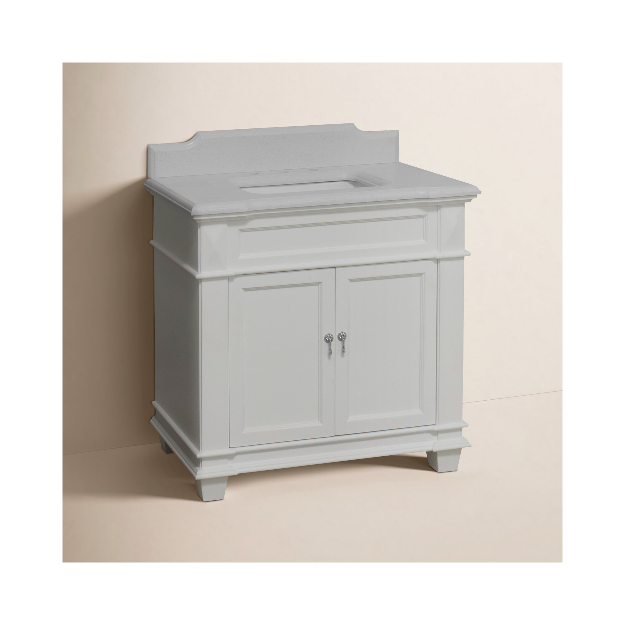 Ensa 36'' Single Bathroom Vanity, White, White Quartz