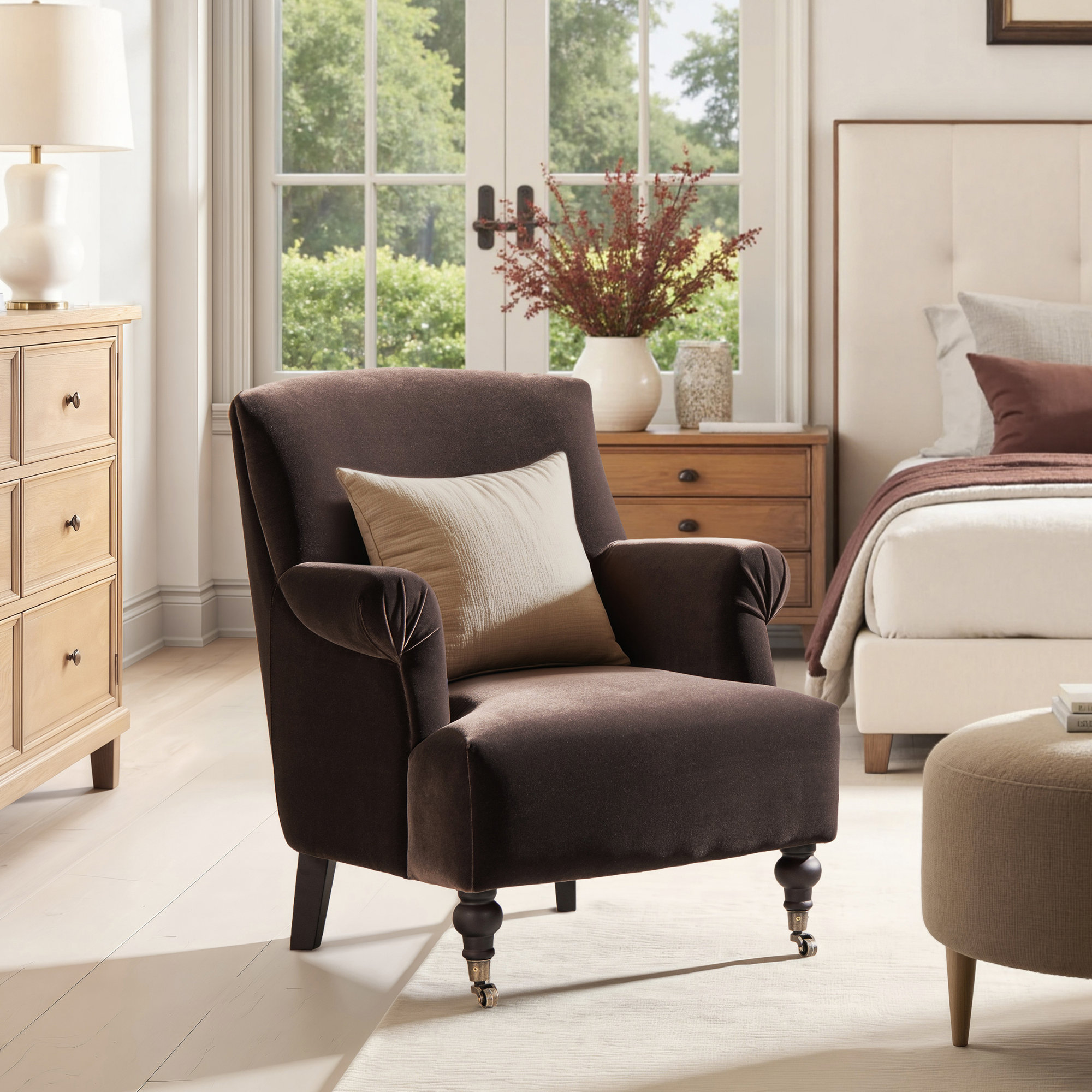 Naine Upholstered Armchair, Brown