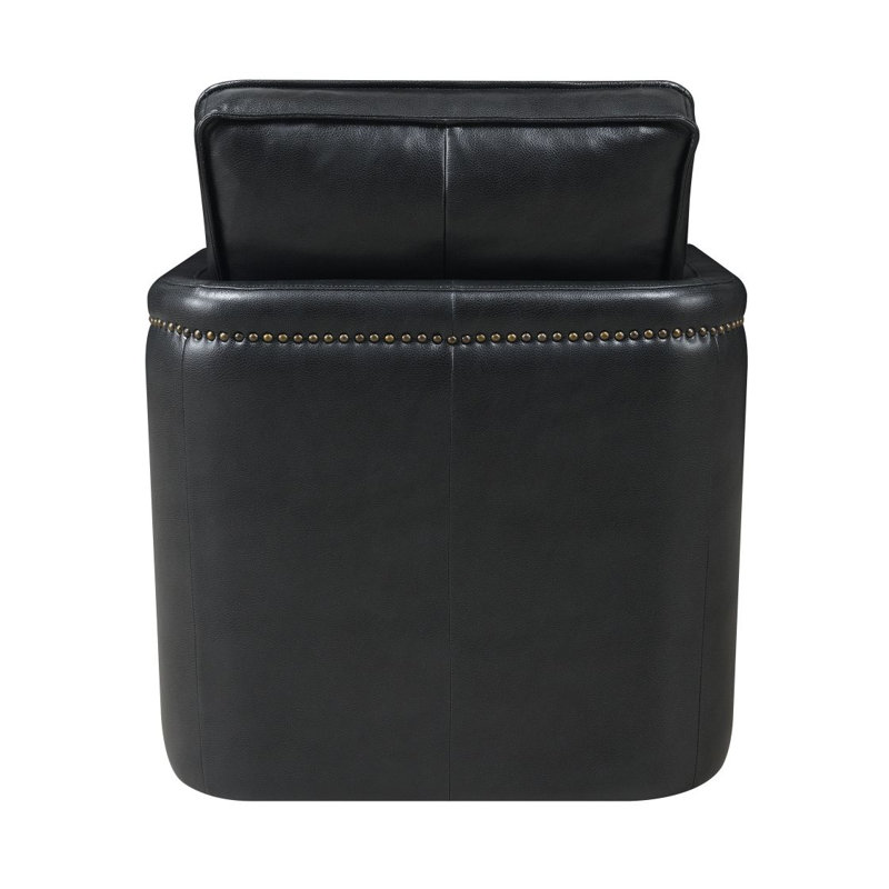 Fauteuil pivotant en cuir noir Rocha