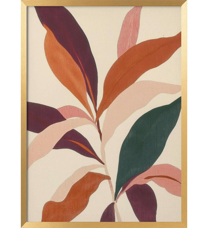 «Abstract Plants», art mural texturé encadré, Doré, H 24 po x l 18 po