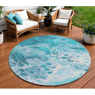 Tapis rond bleu 8 po