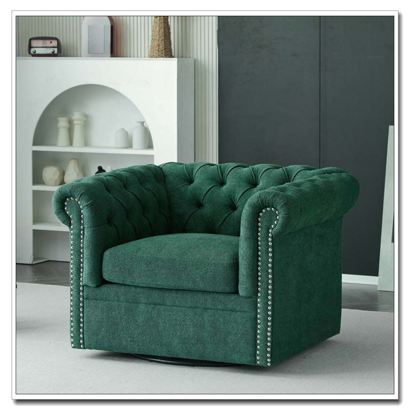Fauteuil club pivotant Chesterfield, Vert foncé
