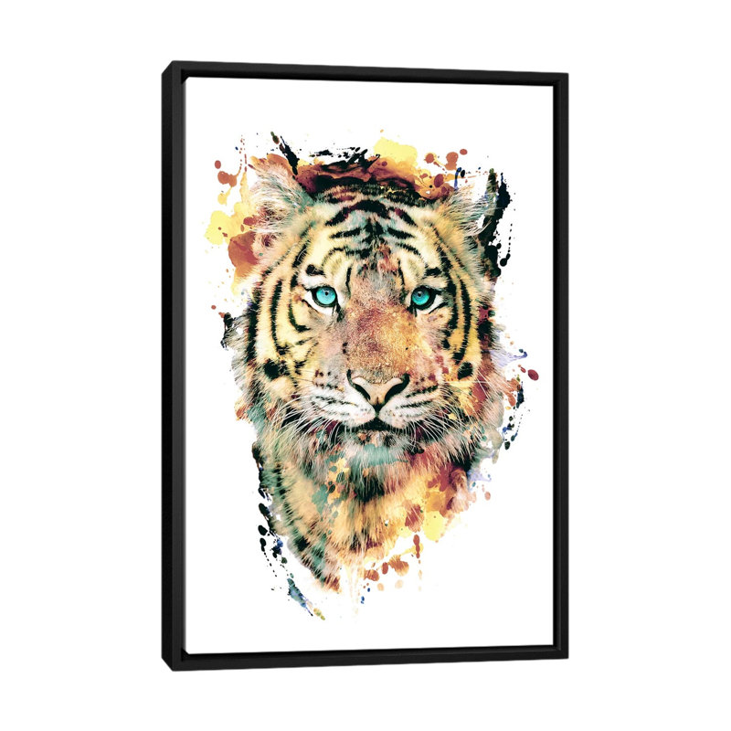 «Tiger III», impression sur toile, H 26 po x l 18 po x P 1,5 po, Toile avec cadre flottant noir, Pas de tapis
