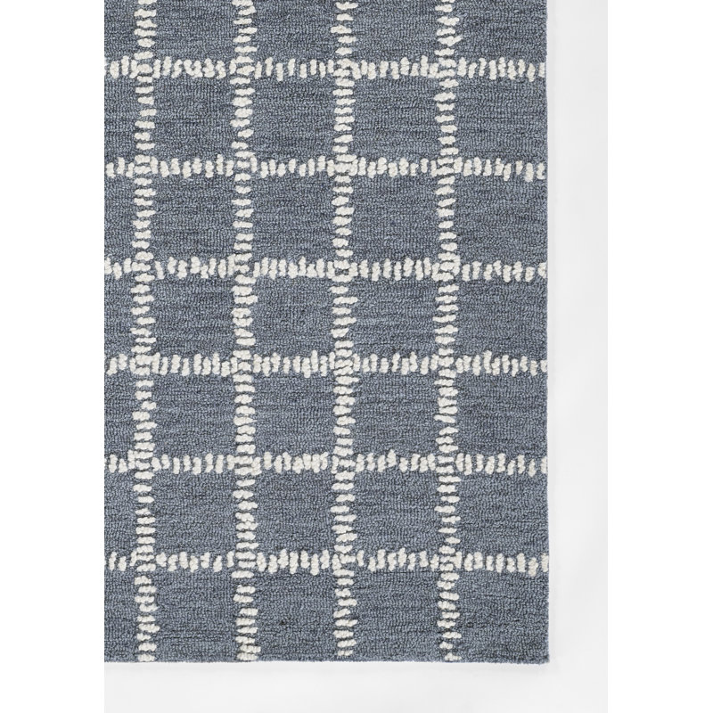 Lanora Hand Tufted Blue Wool Geometric 8' x 10' Rug