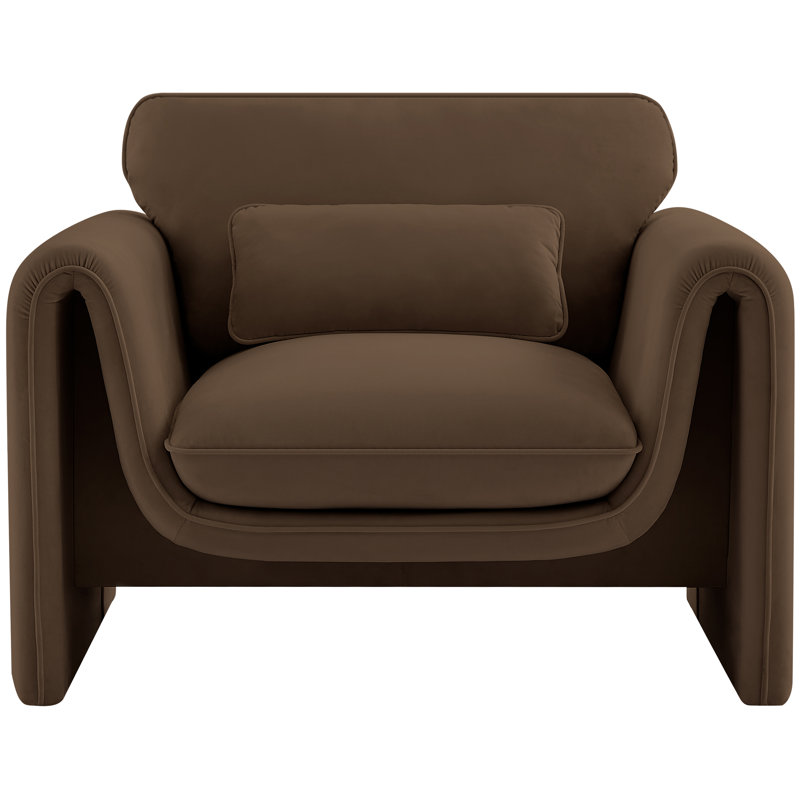 Sloan 42 inches W Velvet Armchair, Brown Velvet