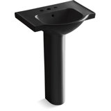 Veer™ Ceramic Pedestal Bathroom Sink with Overflow