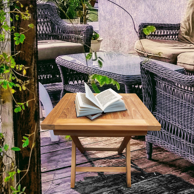 Costanzo Square Teak Folding Outdoor Side Table , 20'' in. W 20'' in. D