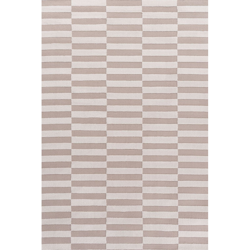 Loft Modern Striped Living Room Area Rug and Runner Soft Pile, Rectangle 120 x 170 cm, Beige/Ivory